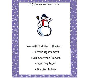 Preview of December 3D Snowman Writings
