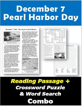 Preview of December 7 - Pearl Harbor Day Reading Passage & Puzzle Combo
