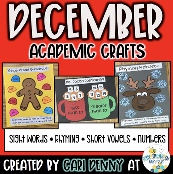 Preview of December Academic Crafts | Winter Math & Literacy Crafts | Christmas Crafts