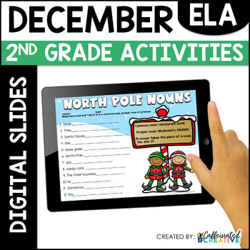 Preview of December Activities Reading Writing Grammar Digital Slides 2nd Grade