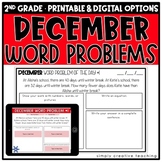 December Addition & Subtraction Word Problems for 2nd Grade