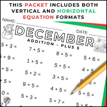 December Addition Worksheets Packet - December Addition Facts Worksheets