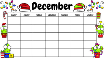 Preview of December - Blank Calendar PNG, Background Image, Digital, Virtual Learning