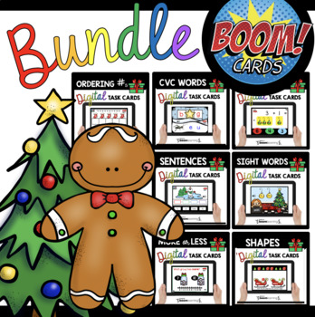 Preview of December Centers BUNDLE Kindergarten - digital task cards Math Reading Christmas