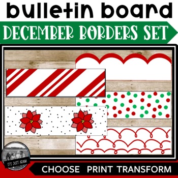Preview of December Bulletin Board Borders Christmas Black Dots Squiggle Doodle