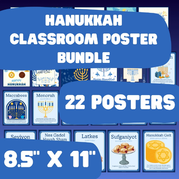 Preview of December Bulletin Board - Hanukkah Poster Bundle - 8.5" x 11" - 22 Posters