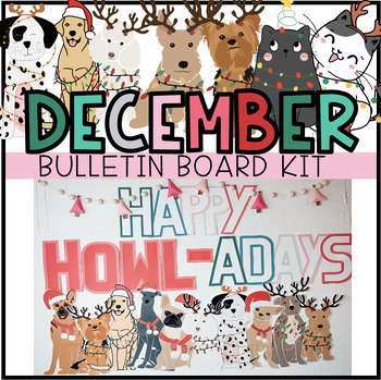 Preview of December Bulletin Board // Holiday Dog and Cat Bulletin Board