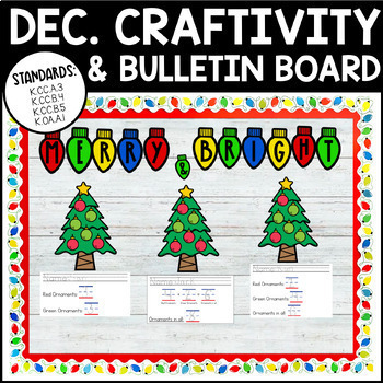 Preview of December Bulletin Board: Math Christmas Tree Craftivity | Counting or Addition
