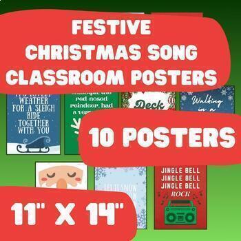 Preview of December Bulletin Board Posters - Christmas Songs - 11" x 14" - 10 Posters