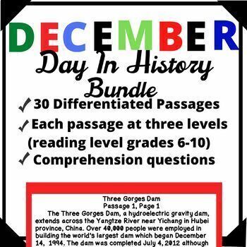 Preview of December Bundle-Day in History Differentiated Reading Passage Ongoing Assessment