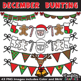 December Bunting Mega Clip Art Set Christmas Holiday Red Green