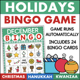 December Holidays CHRISTMAS Bingo Game + HANUKKAH & KWANZAA
