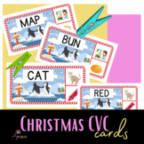 Christmas CVC reading flash cards activity for preschool a