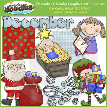 December Calendar Graphics by Scrappin Doodles TpT