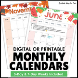 June Calendar Editable | Monthly Classroom Blank Calendar 