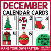 December Calendar Numbers - Pocket Chart Calendar Cards