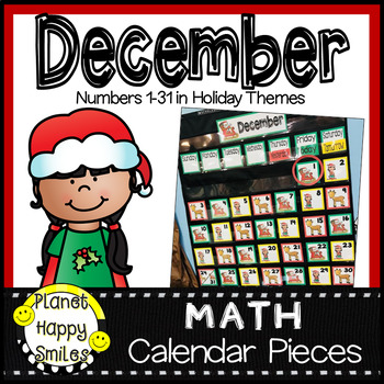 Preview of December Calendar Numbers or Math Station Number Cards