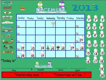 Preview of December Morning Meeting & Calendar for Smartboard