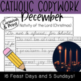 December Catholic Copywork Bundle: Cursive + Printing for 
