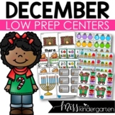 December Low Prep Kindergarten Centers Math and Literacy Centers