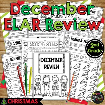 Preview of December Christmas Activities 2nd Grade ELAR REVIEW No Prep Printables Break