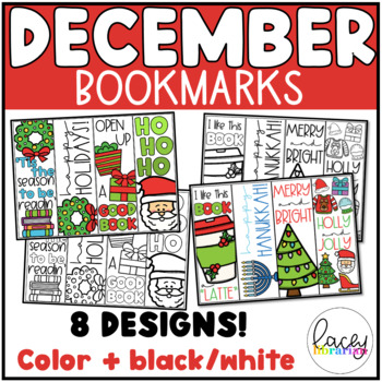 Preview of December / Christmas Bookmarks for Classrooms + School Libraries