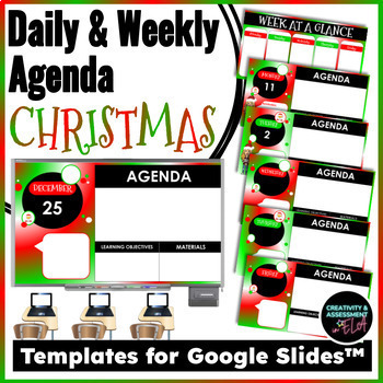 Preview of December Christmas Daily Agenda Template for Google Slides™