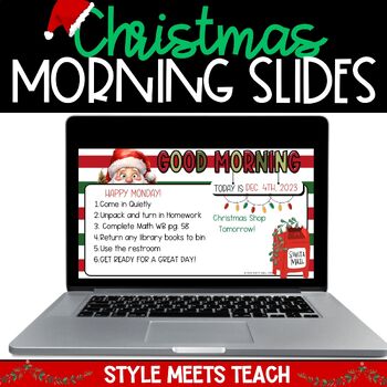 Preview of December Christmas Daily Morning Meeting Agenda Slides EDITABLE