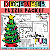 December Christmas Logic Puzzles and Brain Teasers Worksheets