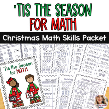 Preview of December Christmas Math Skills Packet First Grade