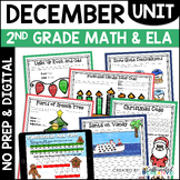 December/Christmas NO PREP Math and ELA Activities for 2nd
