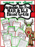 December Christmas No Prep Second Grade ELA and Math Packet