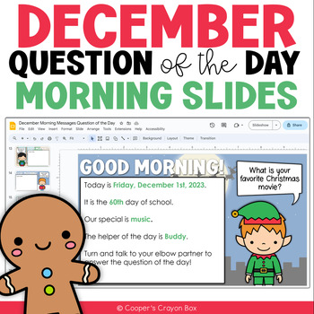 Preview of December | Christmas Season | Question of the Day & Morning Message Slides
