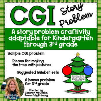 Preview of December Christmas Tree Craftivity | CGI Word Problem | Story Problem