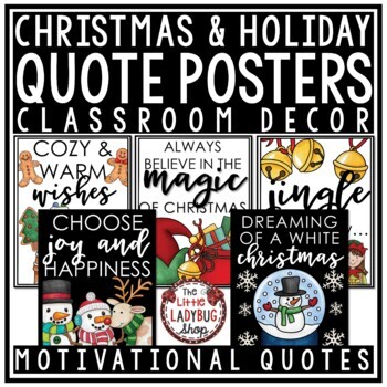 Preview of December Christmas Winter Classroom Decor Bulletin Board Motivational Posters