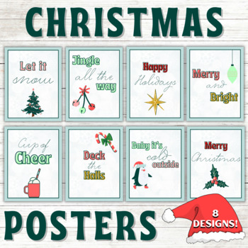 December Christmas Winter Classroom Decor Bulletin Board Posters Trendy