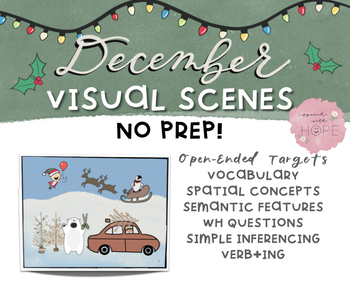 Preview of December Christmas Winter NO PREP Speech and Language Therapy - Visual Scenes