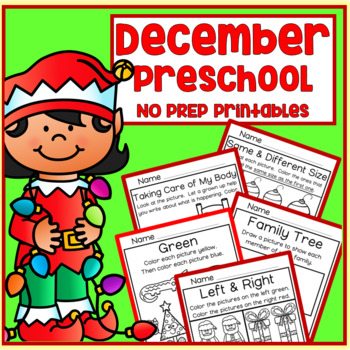 Preview of December Christmas Winter Preschool Printable Packet NO PREP