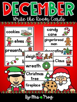 Preview of December / Christmas Write the Room Center and Word Wall Cards