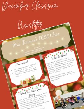 Preview of December Classroom Newsletter - Editable Template - Christmas