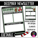 December Classroom Newsletter Template - EDITABLE - Printa