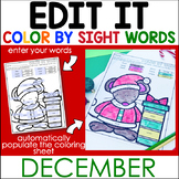 December Color By Sight Word - Editable Printables- Christ