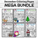 December Coloring Pages: Christmas, Kwanzaa, Hanukkah, New