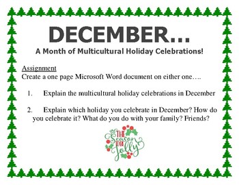 Preview of December Computer Lab Bulletin Board and Assignment