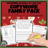 December Copywork Handwriting Practice Family Pack
