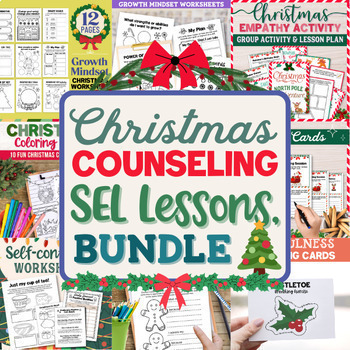 Preview of December Counseling Lessons Christmas Activities Social Emotional Learning SEL