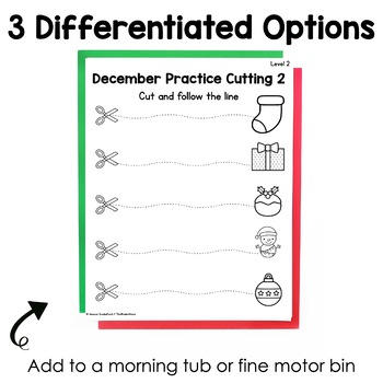 December Cutting Pages | Fine Motor Tubs | Morning Work by ThatKinderMama