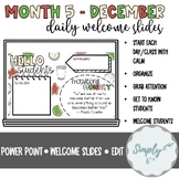 December Daily Classroom Slides | Agenda | Organization | 
