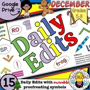 Preview of December Daily Edits: 15 Google Slides Proofreading Exercises/drag and drop