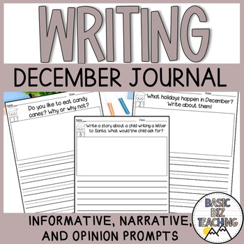 December Daily Journal Writing Prompts | Christmas Theme by Basic Biz ...